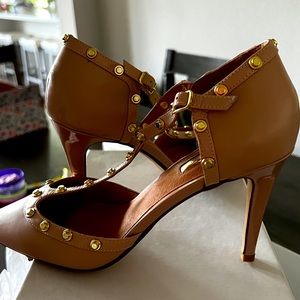 Tan/pinkish with gold details, never worn in original box